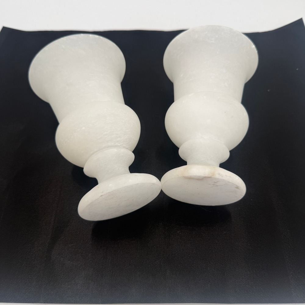Vintage Handmade Alabaster Vase - SET OF TWO 1950s Mid-Century
